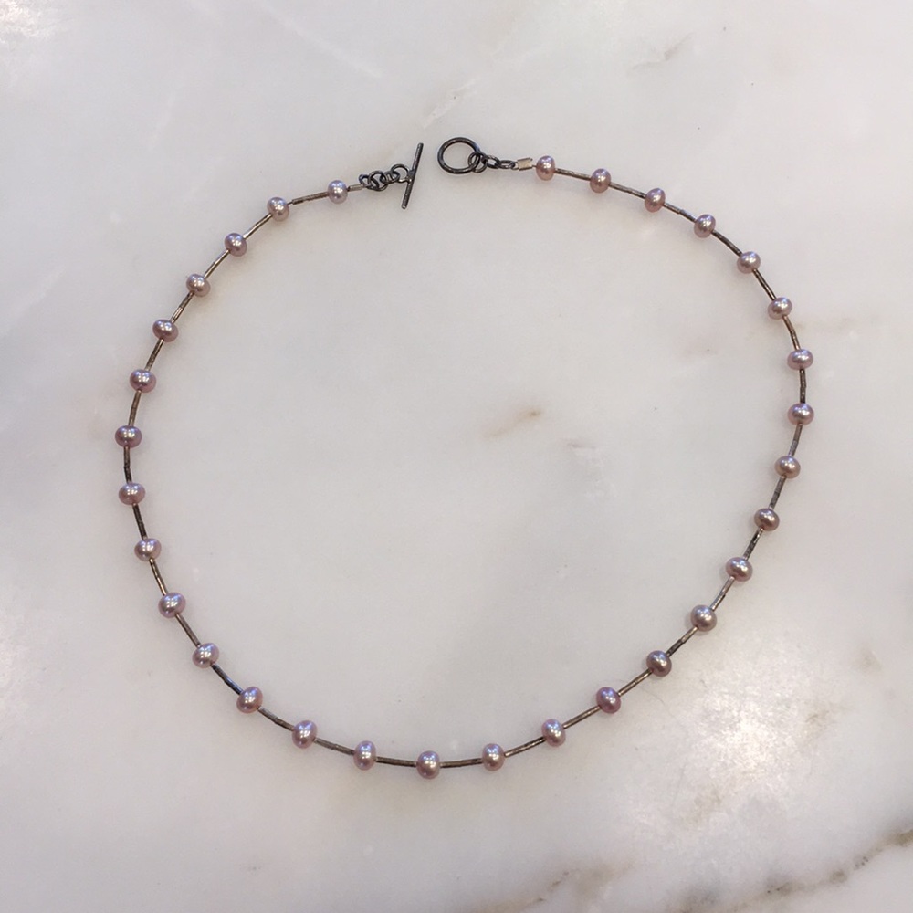 Sterling Silver/Pink Pearls Necklace!